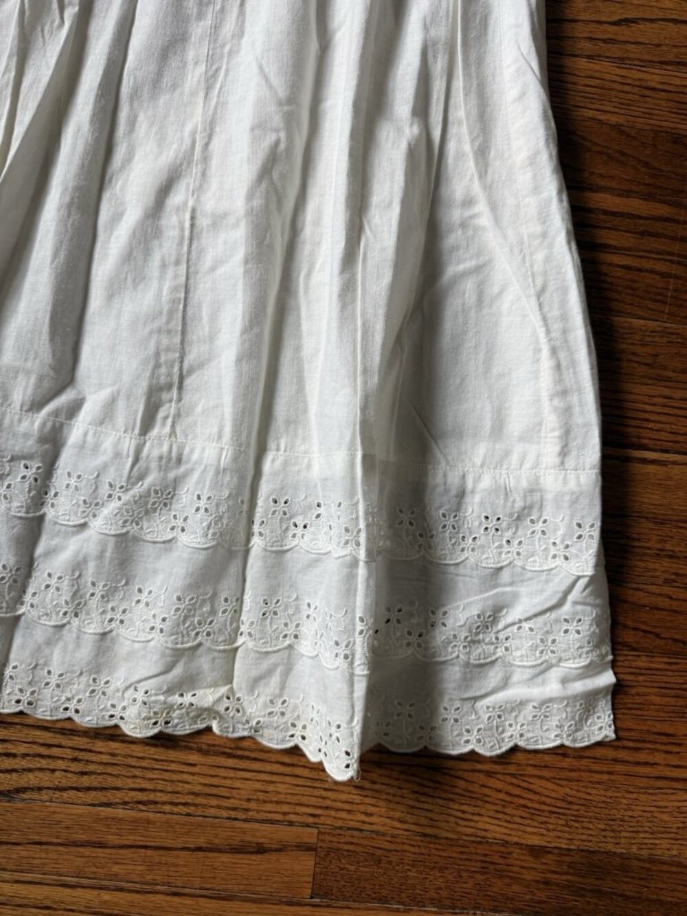 Vintage Antique Victorian White Cotton Tiered Eyelet Slip Dress Gown White - Picture 8 of 11